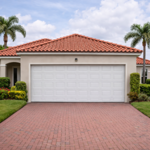 Puerta Seccional Residencial Blanca a Cuadros