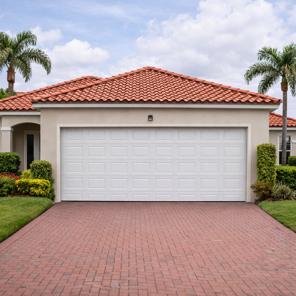 Puerta Seccional Residencial Blanca a Cuadros