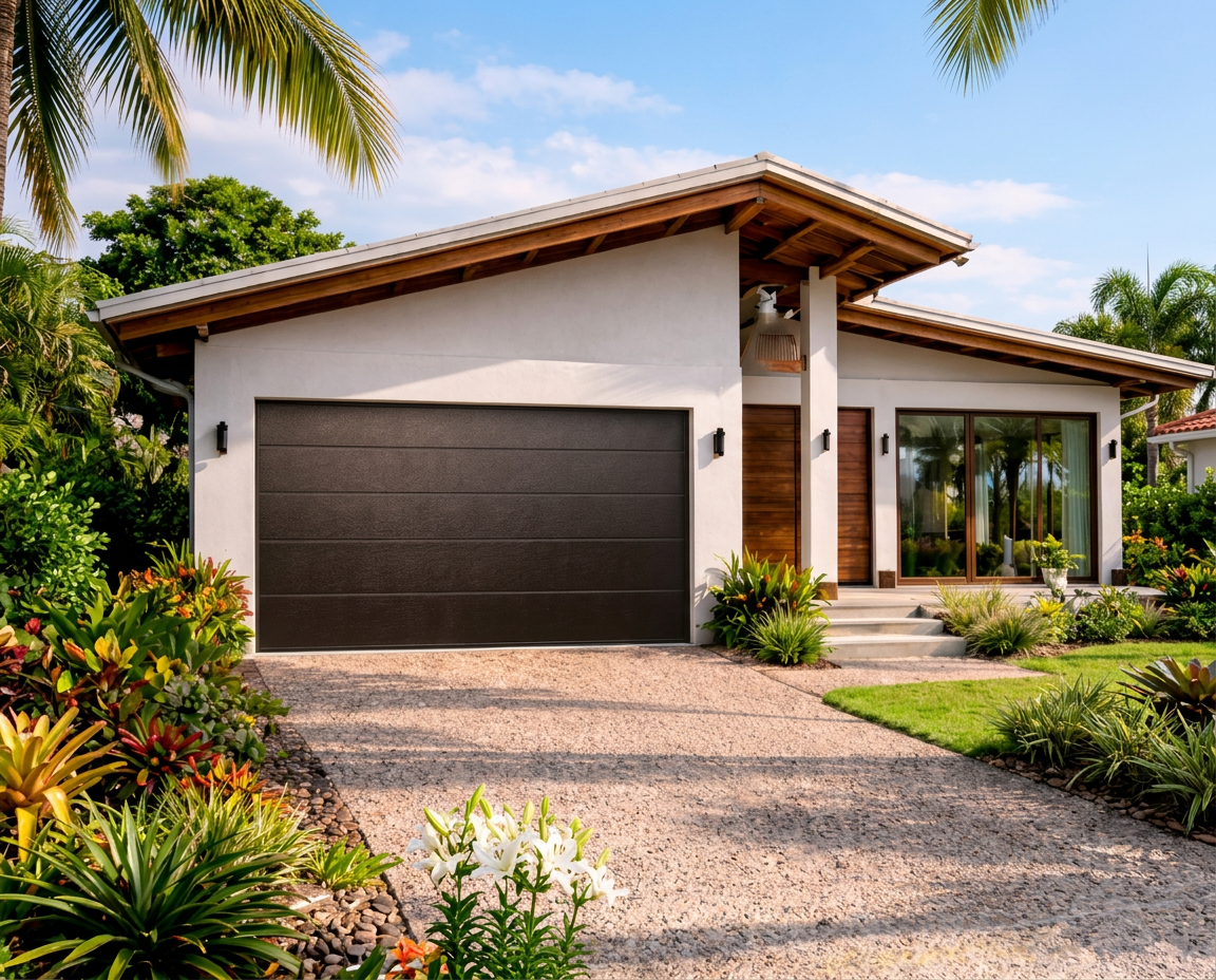 Puerta Seccional Residencial Chocolate Nuez Lisa