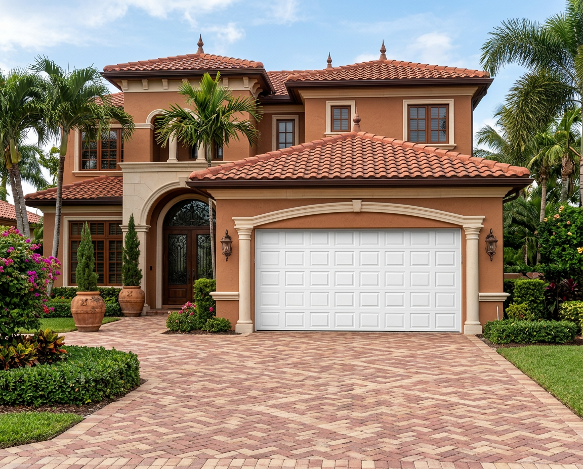 Puerta Seccional Residencial Blanca a Cuadros