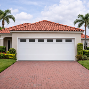 Puerta Seccional Residencial Blanca Lisa con Ventanas