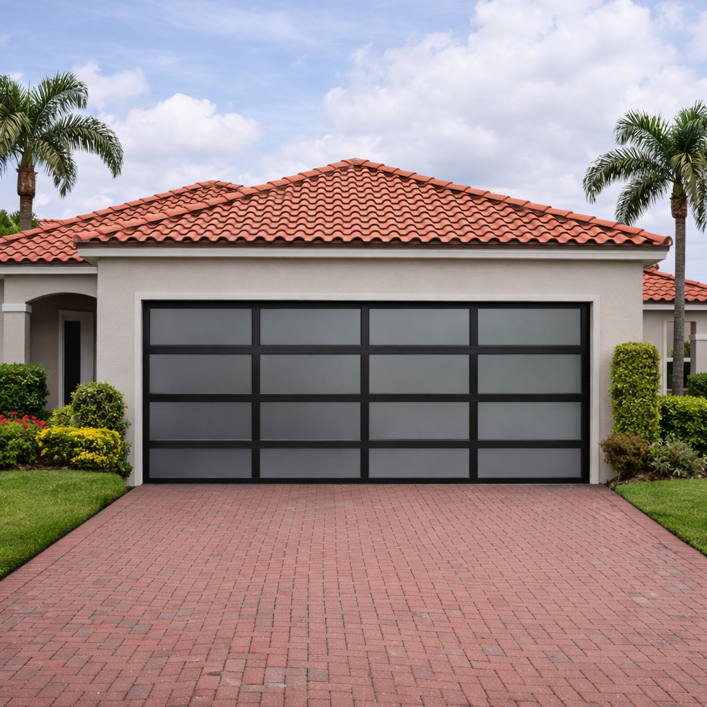 Puerta Seccional Residencial Acrílica con Marco de Aluminio