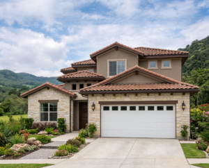 Puerta Seccional Residencial Blanca a Cuadros con Ventanas